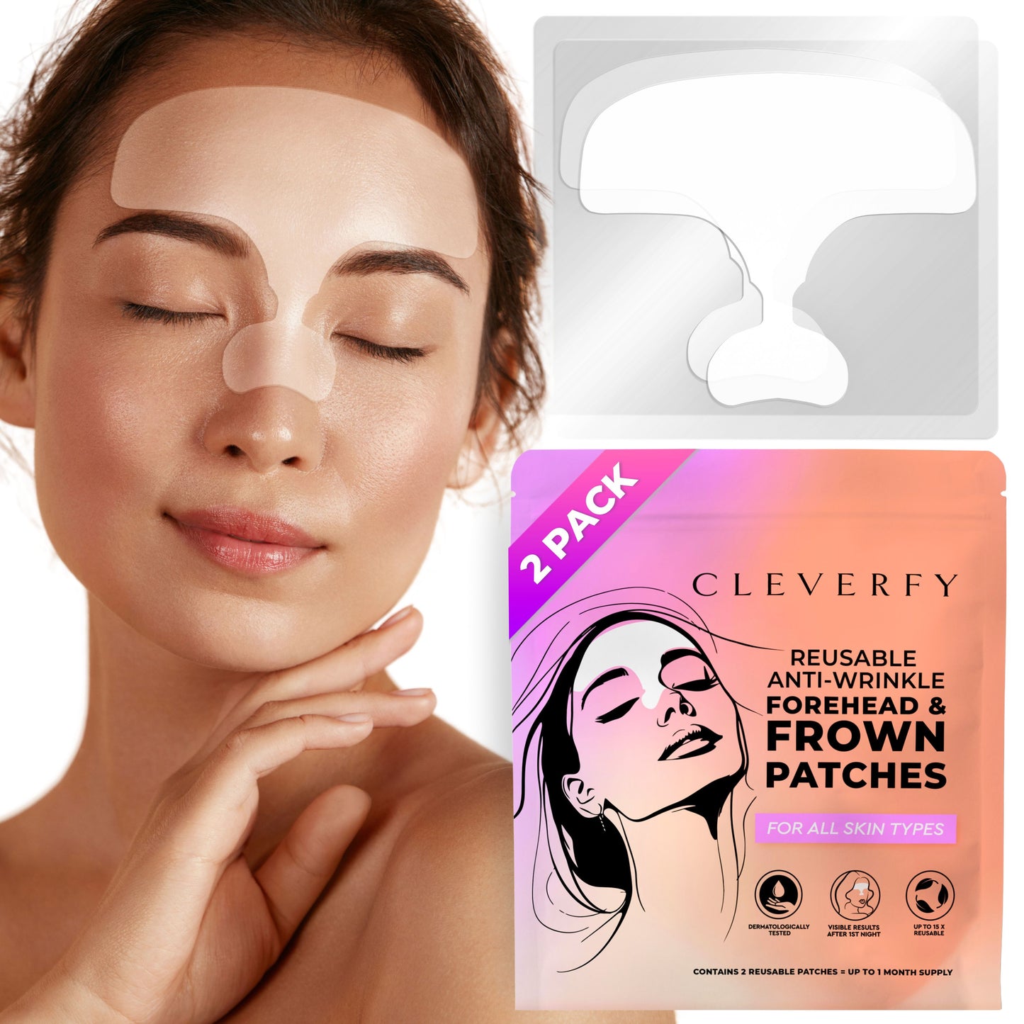 Cleverfy Anti-Wrinkle Silicone Frown Patches - Pack of 2 – Cleverfy Beauty