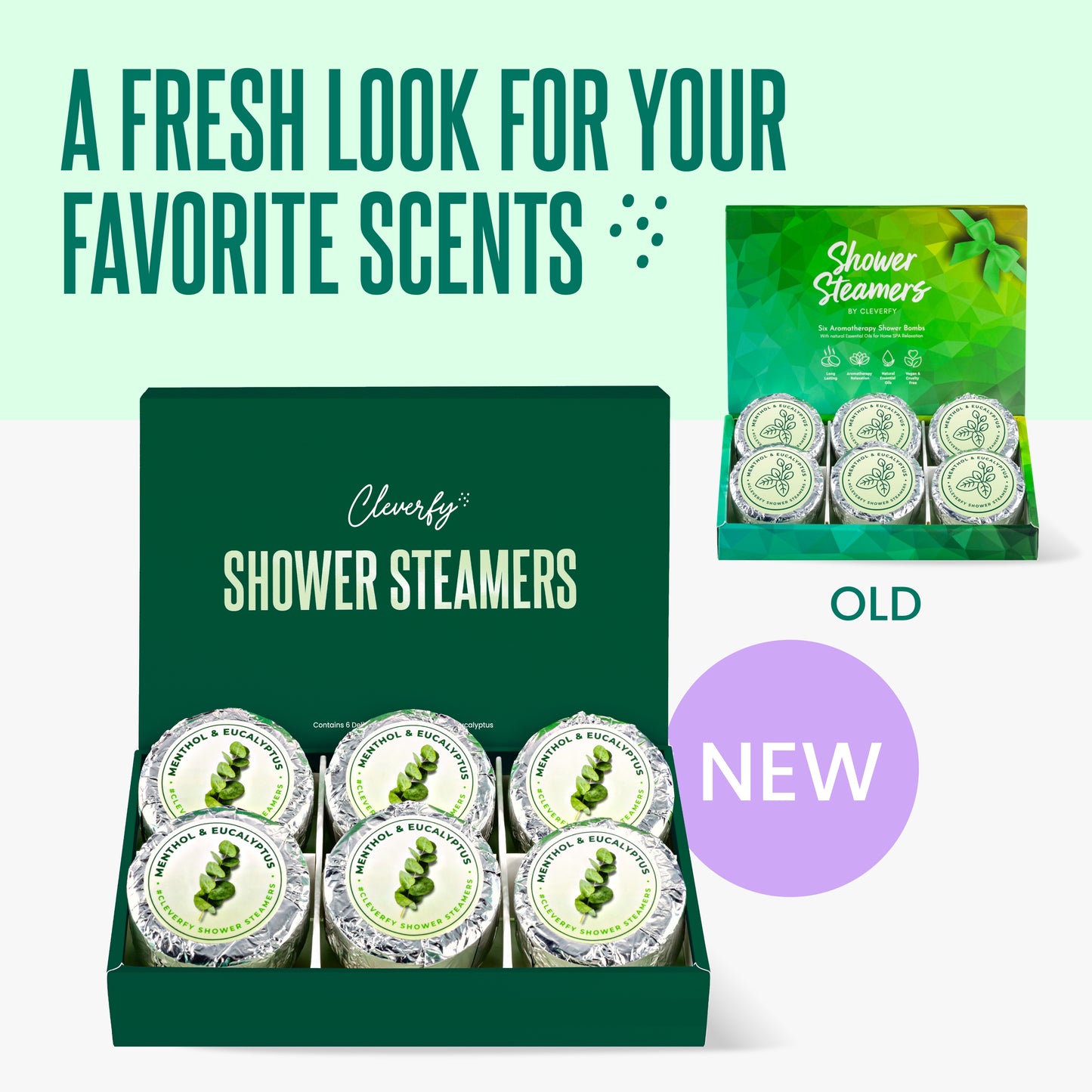 Cleverfy Green Gift Set of 6 Shower Steamers