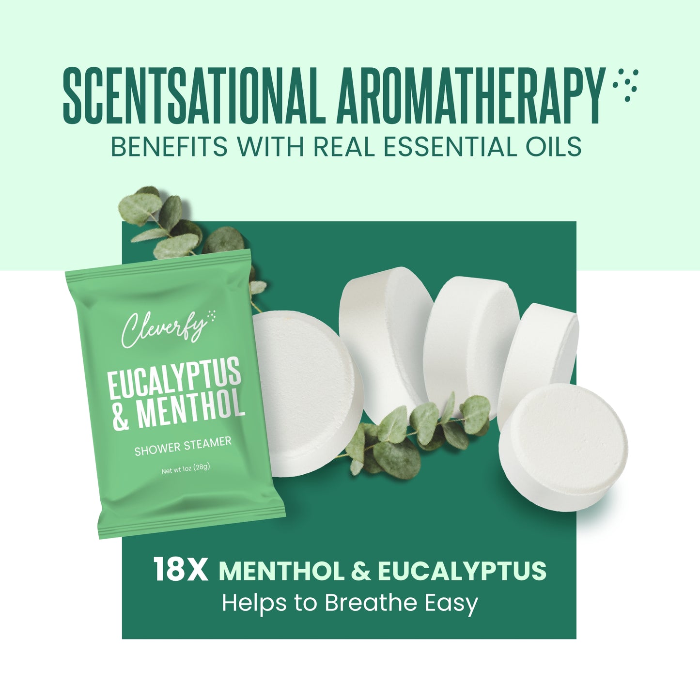 Cleverfy Eucalyptus and Menthol Megapack of 18 Shower Steamers